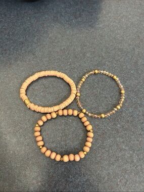 Neutral Peach Beaded Bracelet Set - Women Jewelry